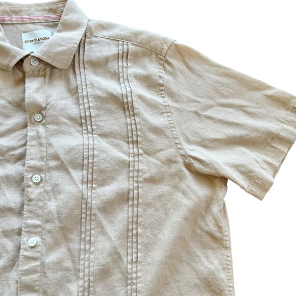 Scotch & Soda Linen Woven Short Sleeve Button Up Shirt M - Picture 3 of 5